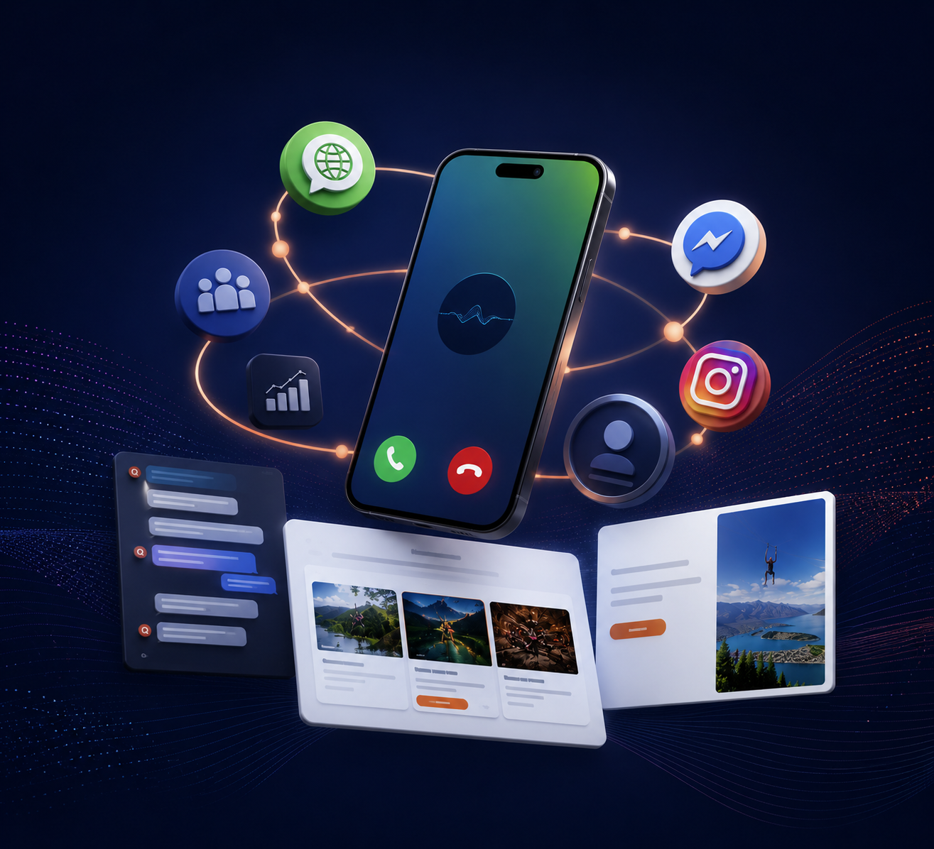 Yonder AI products connecting phone, chat, reviews and bookings