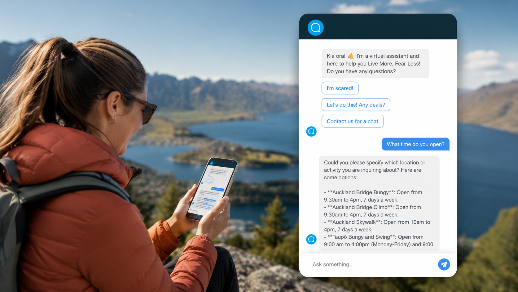 Customer using the Yonder AI Chatbot while travelling